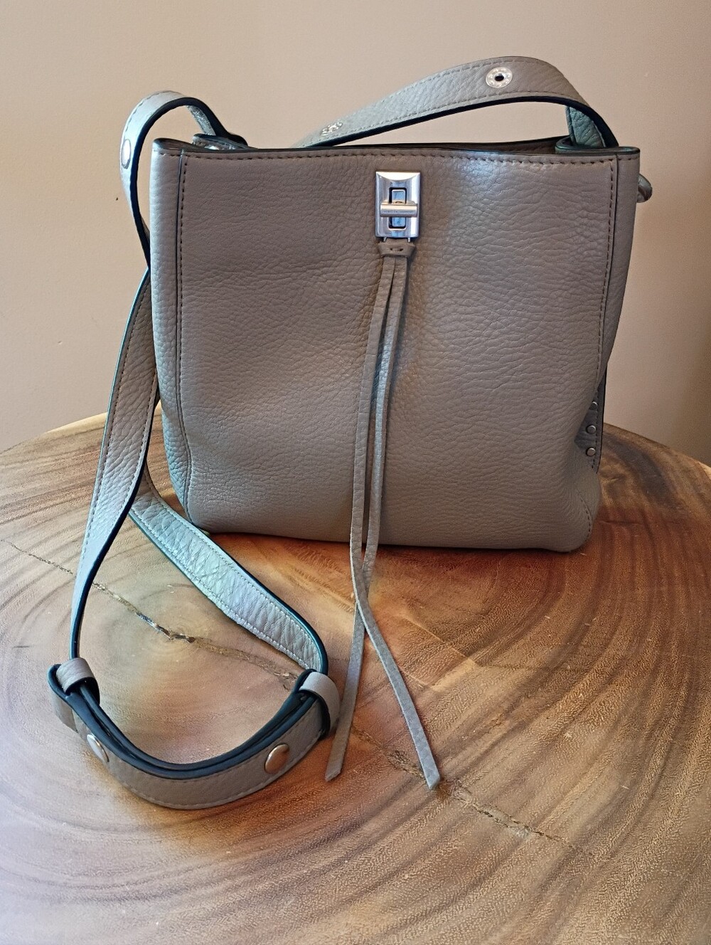 Rebecca Minkoff Darren Small Shoulder Crossbody Bag Purse Gray Taupe